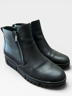 Vionic Uptown Sur Waterproof Black Leather Ankle Boots Lug Sole Comfort 8